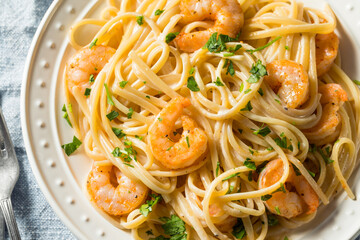 Homemade Shrimp Fettuccine Alfredo Pasta