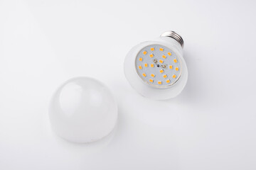 LED lamp with incandescent bulbs on the background. photography led lamp