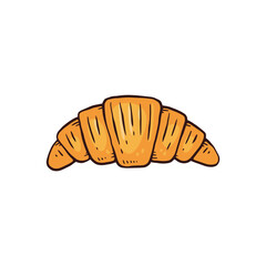 Icon of french croissant, fresh sweet pastry on breakfast a vector illustration.