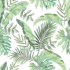 Deurstickers Botanische print Jungle vector patroon met tropische bladeren. Trendy zomer print. Exotische naadloze achtergrond.