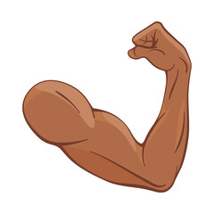Strong bicep arm muscle for strength and fitness concept in vector icon