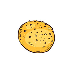 Wheat bun, fresh food from bakery, pastry or bread for hamburger for breakfast