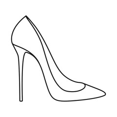 Elegant high heel shoe or stiletto outline vector