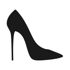 Elegant high heel shoe or stiletto in vector silhouette - obrazy, fototapety, plakaty