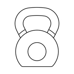 Weights kettlebell as workout equipment in outline vector icon