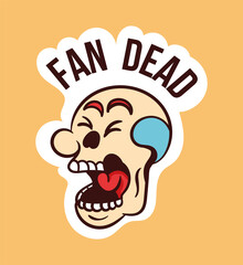 Colorful skull sticker with fan dead lettering