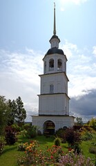 Fototapeta premium The bell tower of the Kolotsky Monastery in the Mozhaisk district of the Moscow region