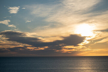 Sunset over pacific ocean in Rancho Palos Verdes