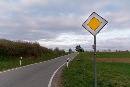 Road With Right Of Way Traffic Signs