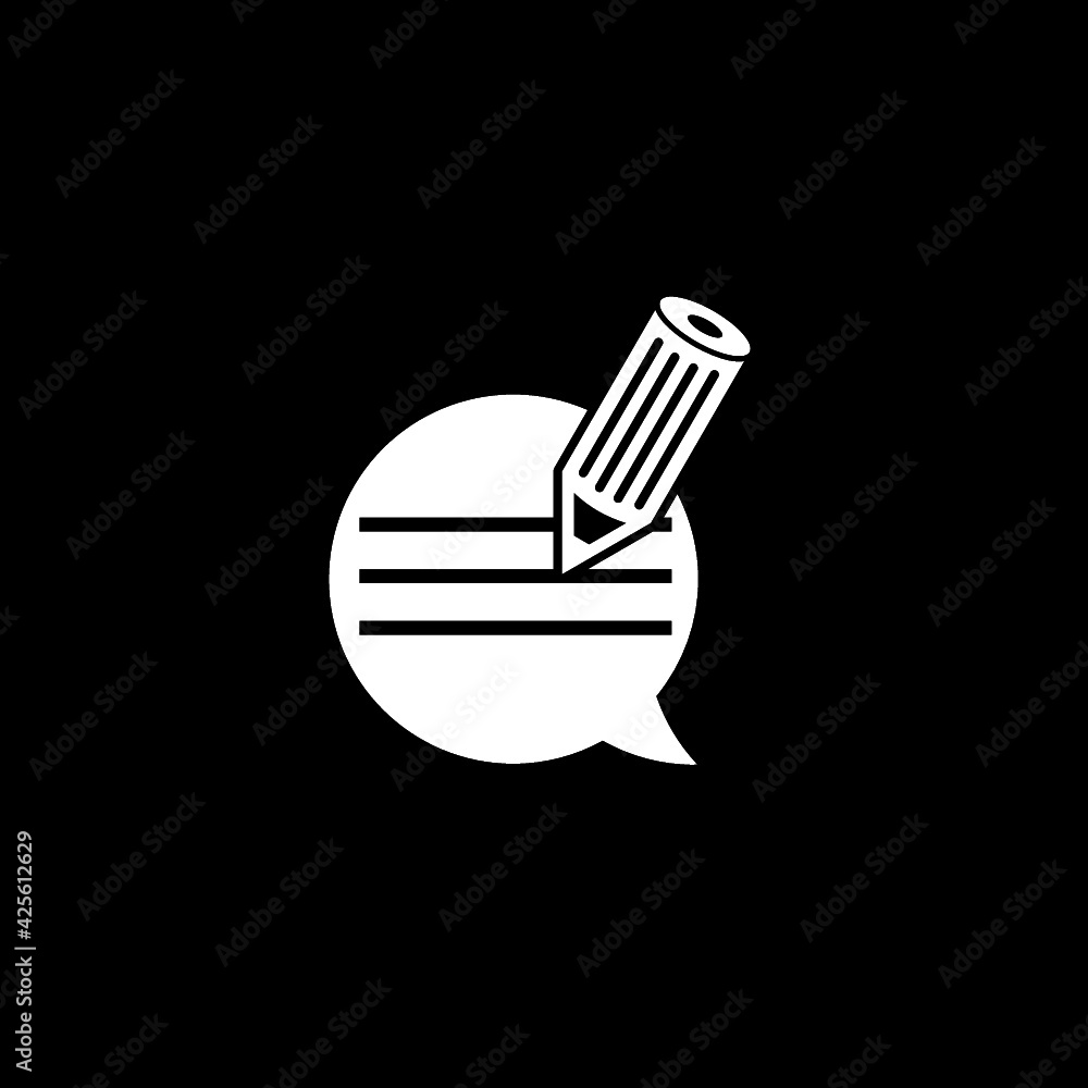 Poster writing icon isolated on dark background