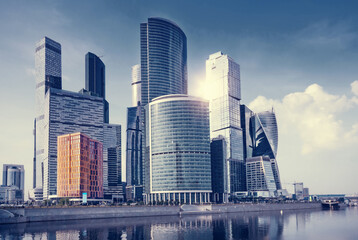 Fototapeta na wymiar Skyscrapers in International Business-Center at downtown in Moscow, Russia