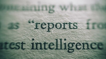 CLose up of Secret document intelligence report  shallow depth of field