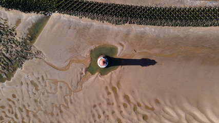 New Brighton Lighthouse (also known as Perch Rock Lighthouse situated at the confluence of the...