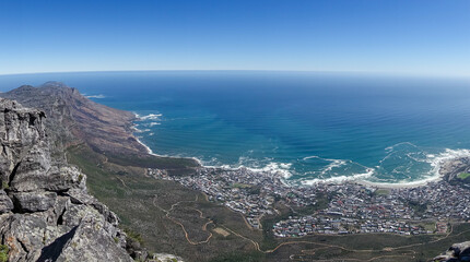 View from Table Mountain of Cape Town, Signal Hill and Lion's Head, South Africa