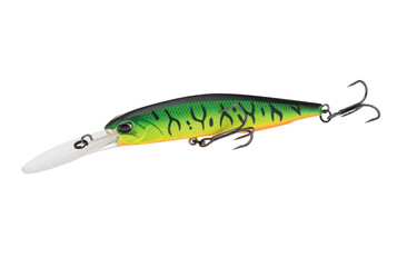 Wobbler with hooks for fishing as bait for fish, which is used for spinning. Fishing tackle for a...