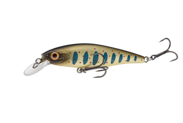Wobbler with hooks for fishing as bait for fish, which is used for spinning. Fishing tackle for a...