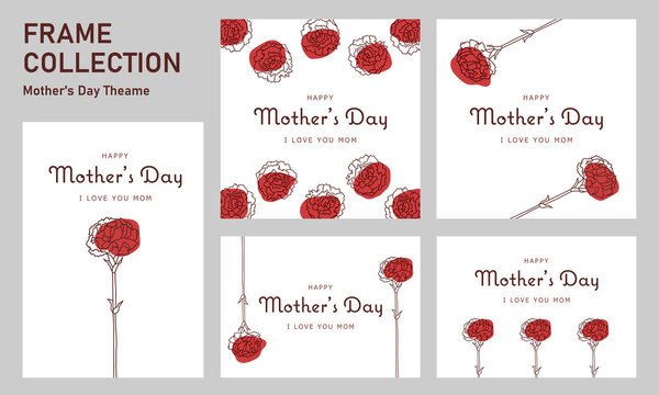 母の日　フレームセット　メッセージ入り/ Mother's Day Frame Set/ Message Card - Vector Image