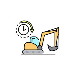 Excavator rental olor line icon. Pictogram for web page, mobile app, promo.