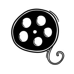 Film reel doodle vector icon. Drawing sketch illustration hand drawn line eps10
