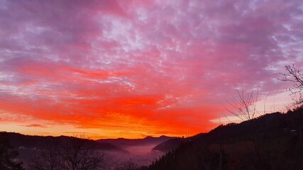 sunset in the mountains
