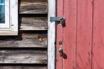 Abstract old wooden door with padlock