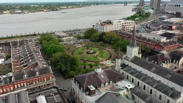 Jackson Square, Jax's Brewery, Mississippi River and St. Louis Cathedral