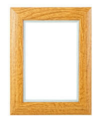 Brown wooden frame isolated on a white background, clipping path. Wooden brown picture frame.