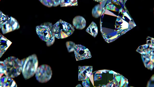 Falling luxury diamonds loop-able background in slow motion 4K