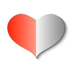 Two colored heart shape with shade effect. Modern style illustration.