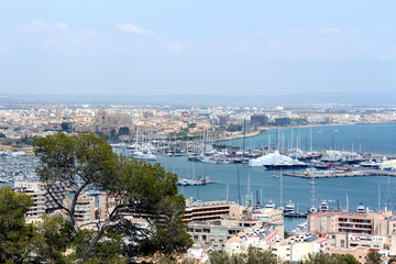 Fototapeta na wymiar Panoramic view of Palma de Mallorca from the old Bellver castle, Spain