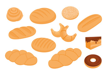 Bread set. Vector illustration isolated on a white background