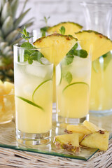Fresh lime and mint combined with fresh pineapple juice and tequila. Pineapple cocktails always have a bright taste and aroma! 