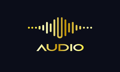 DJ Dance Party Logo, Recording Studio Emblem, Audio Wave and Light Dark Gradient Background