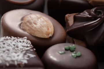 macro view of an assortment of chocolates