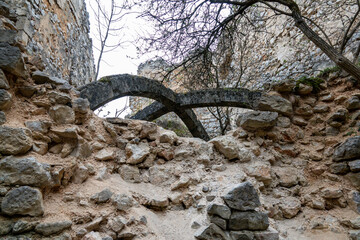 an old castle ruin on the mountain