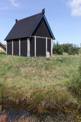 Viking stave church at Bork viking harbour in Denmark
