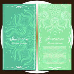 Vector Invitation cards. Vintage decorative elements. Hand drawn background.	
