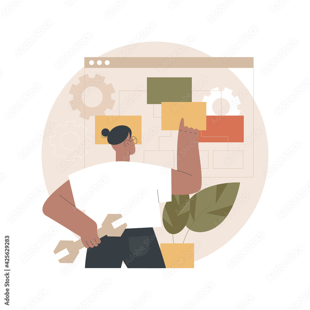 Poster information architecture abstract concept vector illustration. information system engineering, data 