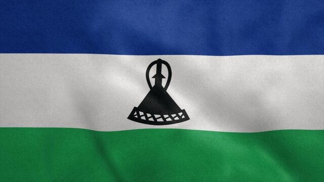 National flag of Lesotho blowing in the wind. 3d rendering