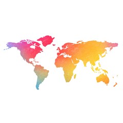 Fototapeta na wymiar Watercolor colorful world map geography background
