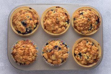 Delicious muffins in baking form