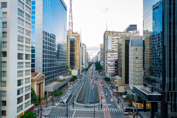 Obraz premium Paulista near Consolação, two major avenues in São Paulo, SP, Brazil