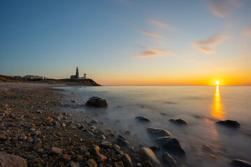 Beautiful sunrise at Montauk Lighthouse in New York