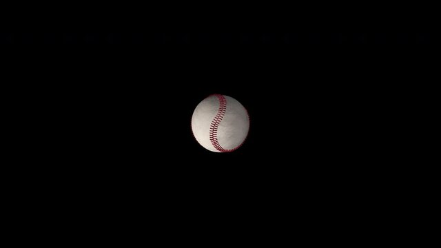 Baseball ball. Ball game and sport. Individual Isolated Baseball Spinning and Tracking Back. Baseball close up.