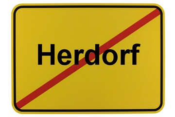 Illustration eines Stadtausgangsschildes der Stadt Herdorf