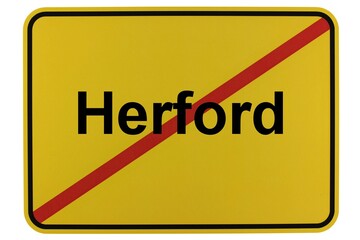 Illustration eines Stadtausgangsschildes der Stadt Herford