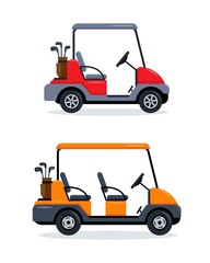 Golf carts with two and four seats.