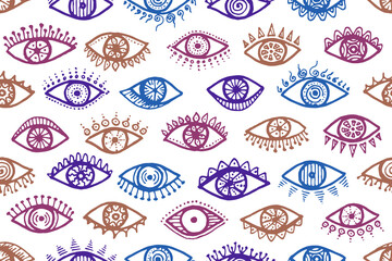 Doodle human eyes minimal repeatable pattern.
