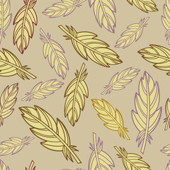 Fototapeta premium Seamless vector pattern with abstract botanical feather forms in pastel tones