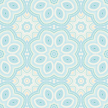 Moroccan traditional geometric vector seamless motif. Wallpaper print design. Decorative dutch ornament. Ceramic decor design. Circles and lines composition.